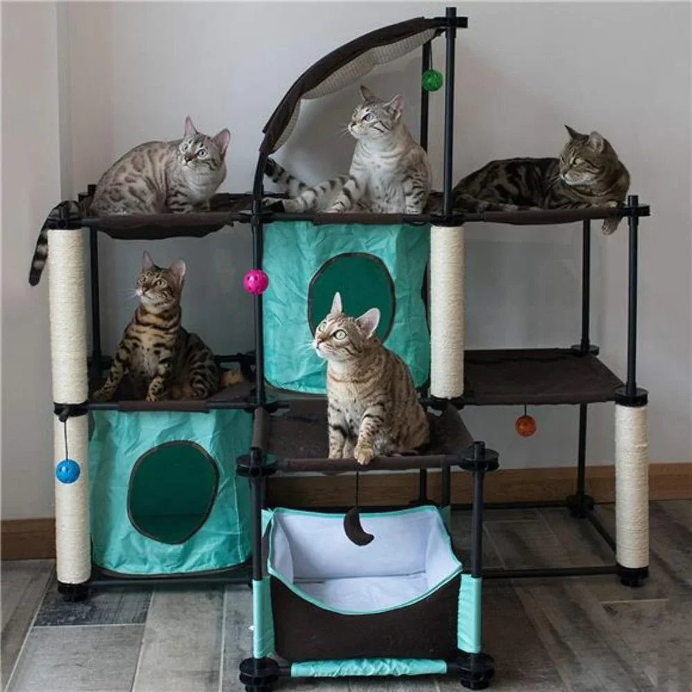 Kitty City Claw Indoor Mega Kit Cat Furniture, Corrugate Cat Scratcher, Cat Bed